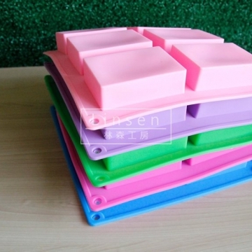 6孔長方磚矽膠連模(食品級矽膠FDA標準)